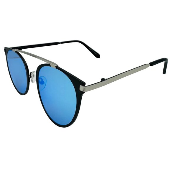 7039 | Blue Mirror Circle Sunglasses - Picture 2 of 5